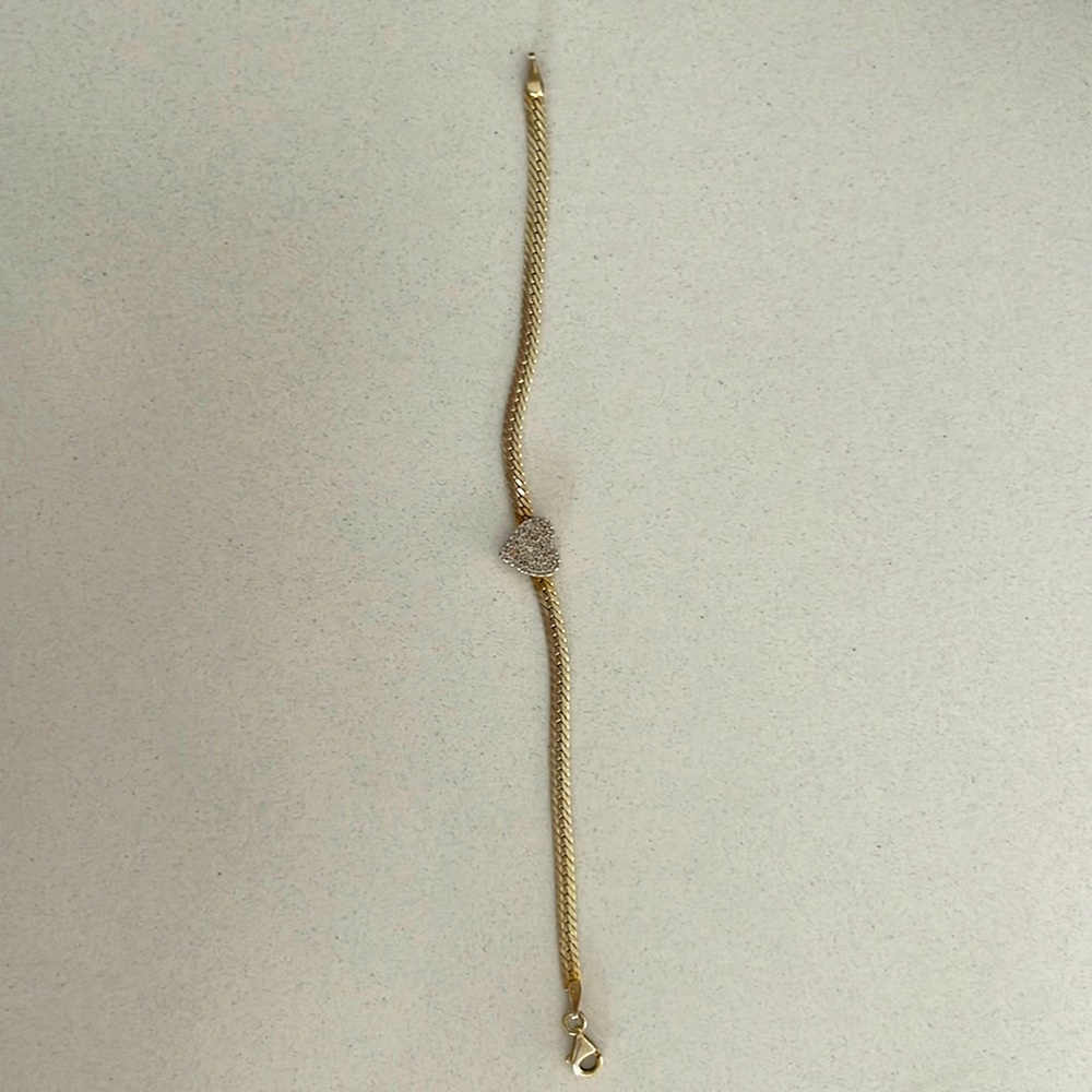 Sterling silver gold plated heart snake chain bracelet